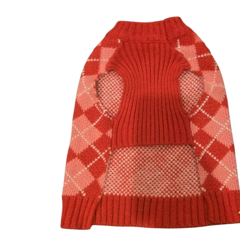 Red Argyle Knit Dog Sweater